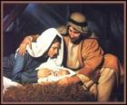 The Holy Family - Joseph, Mary and infant Jesus in the manger