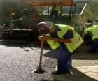 Paving workers