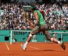 Tennis match with spectators in the stands