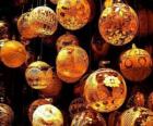 Set of Christmas baubles or balls with different decorations