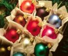 Christmas colored balls arranged in your box