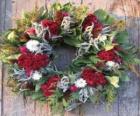 Christmas wreath made of various plant elements