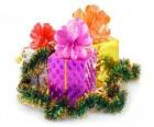 Christmas gifts in different boxes with ribbons
