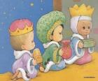 Drawing of three children dressed as the Three Kings of Orient