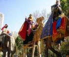 The three Wise Men riding camels