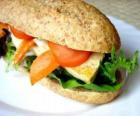 A good snack or sandwich with bread integral bar with many varied ingredients