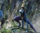 Neytiri, a na'vi, a race of humanoids from the planet Pandora with a long tail