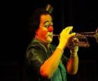 Clown playing trumpet