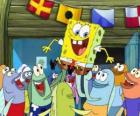 SpongeBob hailed by the inhabitants of Bikini Bottom