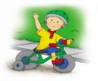 Caillou, riding a bicycle