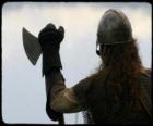 Viking watching armed with an ax