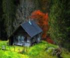 Log cabin, of timber in the mountain