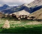 Village in the landscape, in Nepal