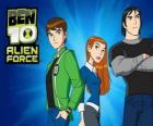 Ben 10 with friends Gwen and Kevin