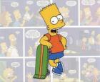 Bart Simpson with his skateboard