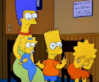 Marge with their children Bart, Lisa and Maggie in the doctor&#39;s office