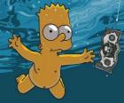 Bart Simpson underwater to get a ticket from a hook