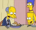 Charles Montgomery Burns look puzzled three-eyed fish that serve them to eat Marge and Bart