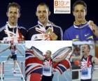 David Greene 400m hurdles champion, Rhys Williams and Stanislav Melnykov (2nd and 3rd) of the European Athletics Championships Barcelona 2010