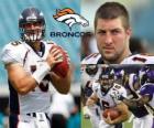 Quarterback Tim Tebow played football in the Denver Broncos.