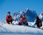 Children enjoying the Christmas holidays, are playing in the snow