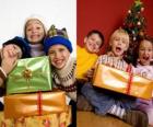 Children with Christmas gifts