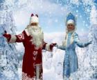 Snegurochka or the Snow Maiden and Dyet Maros or Grandfather Frost, russian traditional Christmas characters