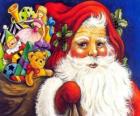 Santa Claus with a big bag full of toys to give to children at Christmas