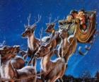 The magic reindeer pulling Santa's sleigh on Christmas night