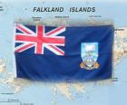Flag of Falkland Island, British Overseas Territory in the South Atlantic Ocean