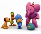 Pocoyo and his friends Pato, Elly, Loula and Sleepy Bird
