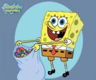 SpongeBob with a bag of candy