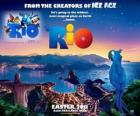 Rio movie poster, with beautiful views over the city of Rio de Janeiro