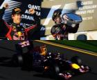 Sebastian Vettel celebrates his victory in the Australia Grand Prix (2011)