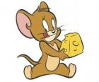 Jerry eating a delicious piece of cheese