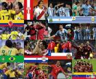 Quarter-finals, Argentina 2011. Colombia vs Peru, Argentina vs Uruguay, Brazil vs. Paraguay, Chile vs. Venezuela