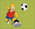 Homer Simpson playing football