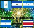 Independence of Central America, September 15, 1821. Commemoration of independence from Spain in the modern countries of Guatemala, Honduras, El Salvador, Nicaragua and Costa Rica