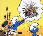 The Painter Smurf painted the thoughts of another Smurf