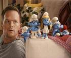Some of the Smurfs by the man who helps them get back