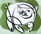 The pig, sign of the Pig, the year of the Pig in Chinese astrology. The last of the twelve animals in the Chinese zodiac