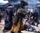 Several samurai fighting