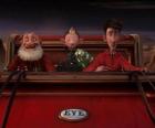 Arthur Christmas, Grand-Santa and Bryony on the old sled ready to distribute the last gift