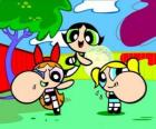 The Powerpuff Girls eating a caramel