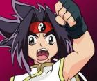 Ray Kon or Rei Kon, Beyblade character with the Ying and Yang strip around the head