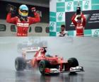 Fernando Alonso celebrates his victory in the Grand Prix of Malaysia (2012)