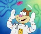 Sandy Cheeks, a squirrel who must wear a suit and a special helmet to live under water