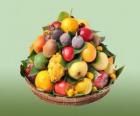 Basket with varied fruit