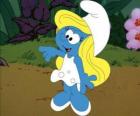 Smurfette taking a walk in the forest
