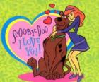 Daphne embracing Scooby Doo